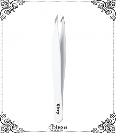 Vitry pinza de depilar Yatagan punta afilada de acero 9 cm blanco