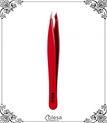 Vitry pinza de depilar Yatagan punta afilada de acero 9 cm roja